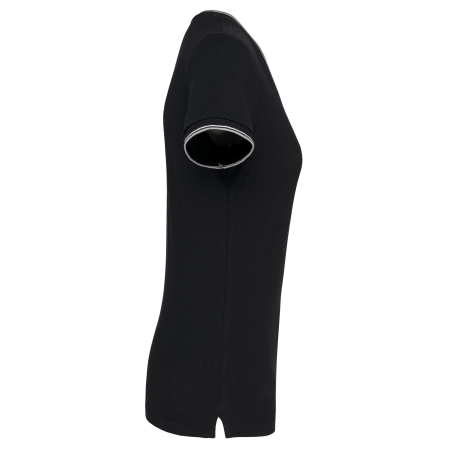 T-shirt maille piquée col V femme Noir Kariban – vue 3