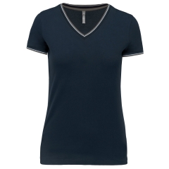 T-shirt maille piquée col V femme Marine Kariban