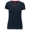T-shirt maille piquée col V femme Marine / Rouge / Blanc – Kariban
