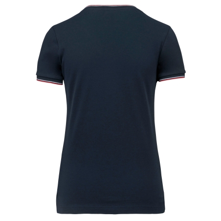 T-shirt maille piquée col V femme Marine / Rouge / Blanc – Kariban – vue 2
