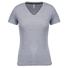 T-shirt maille piquée col V femme Gris Kariban