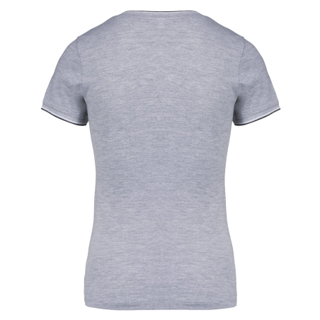 T-shirt maille piquée col V femme Gris Kariban – vue 2