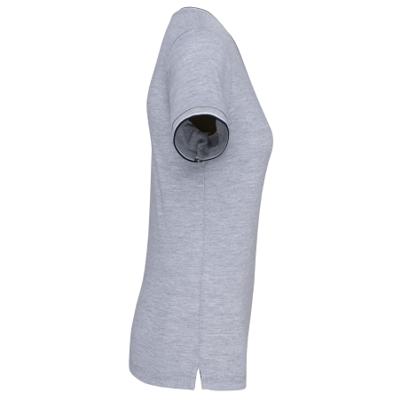T-shirt maille piquée col V femme Gris Kariban – vue 3