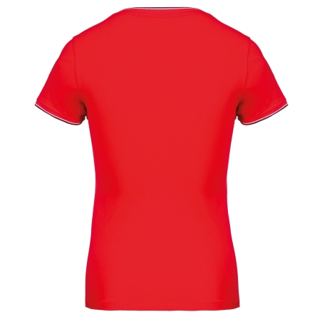 T-shirt maille piquée col V femme Rouge Kariban – vue 2