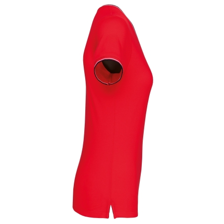 T-shirt maille piquée col V femme Rouge Kariban – vue 3