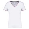 T-shirt maille piquée col V femme Blanc Kariban