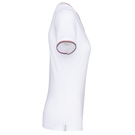 T-shirt maille piquée col V femme Blanc Kariban – vue 3