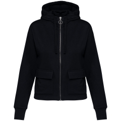 Sweat zippé capuche French Terry écoresponsable femme Native Spirit Noir