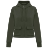 Sweat zippé capuche French Terry femme vert kaki Native Spirit
