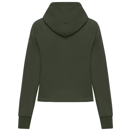 Sweat zippé capuche French Terry femme vert kaki Native Spirit – vue 2