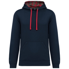 Sweat capuche contrastée tartan unisexe Kariban Marine