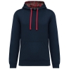 Sweat capuche contrastée tartan unisexe Kariban Marine