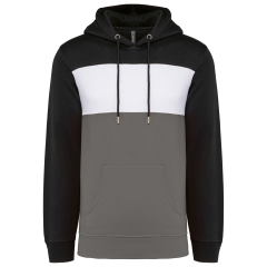 Sweat-shirt à capuche tricolore unisexe Kariban – Noir