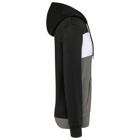 Sweat-shirt à capuche tricolore unisexe Kariban – Noir – vue 3