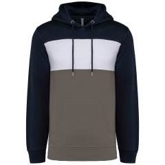 Sweat-shirt tricolore à capuche Marine unisexe Kariban
