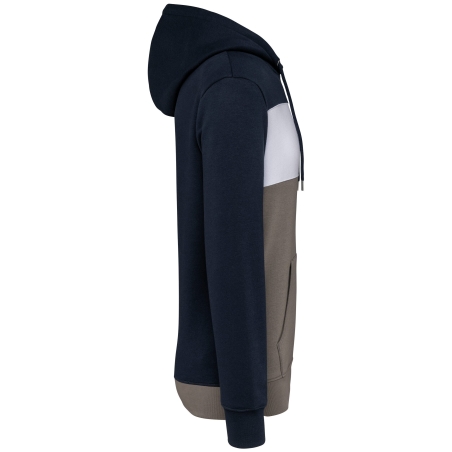 Sweat-shirt tricolore à capuche Marine unisexe Kariban – vue 3