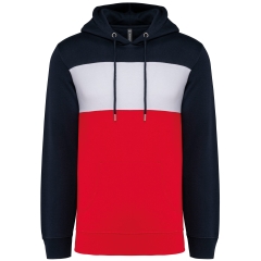 Sweat-shirt tricolore à capuche unisexe Kariban Marine