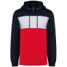 Sweat-shirt tricolore à capuche unisexe Kariban Marine