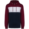 Sweat-shirt à capuche tricolore bordeaux unisexe Kariban
