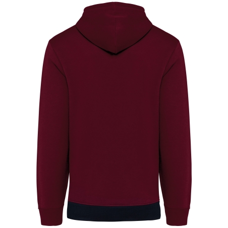 Sweat-shirt à capuche tricolore bordeaux unisexe Kariban – vue 2