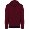Sweat-shirt à capuche tricolore bordeaux unisexe Kariban – vue 2