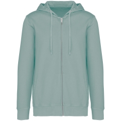 Sweat zippé capuche French Terry écoresponsable Vert jade délavé Native Spirit