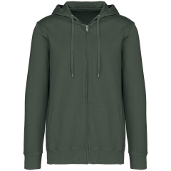 Sweat zippé capuche French Terry écoresponsable Vert Kaki Native Spirit