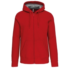 Sweat-shirt zippé capuche Rouge unisexe Kariban 360 g/m²