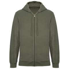 Sweat zippé capuche écoresponsable khaki Native Spirit