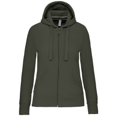 Sweat-shirt zippé capuche femme Vert Kaki Kariban