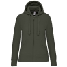 Sweat-shirt zippé capuche femme Vert Kaki Kariban