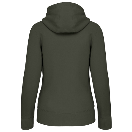 Sweat-shirt zippé capuche femme Vert Kaki Kariban – vue 2