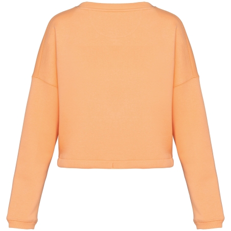 Sweat crop oversize col rond écoresponsable femme Orange – Native Spirit – vue 2