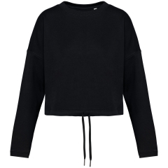 Sweat crop oversize écoresponsable col rond Noir – Native Spirit