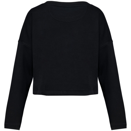Sweat crop oversize écoresponsable col rond Noir – Native Spirit – vue 2