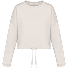 Sweat oversize crop écoresponsable col rond Ivoire Native Spirit