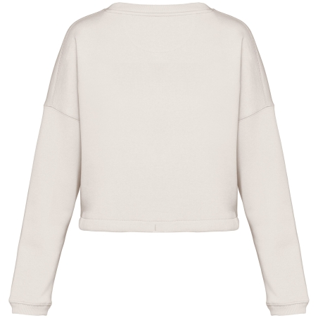 Sweat oversize crop écoresponsable col rond Ivoire Native Spirit – vue 2