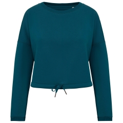 Sweat crop oversize col rond Vert Peacock Green Native Spirit