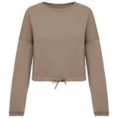 Sweat oversize crop écoresponsable col rond Marron Native Spirit