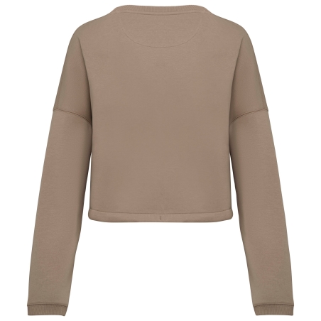 Sweat oversize crop écoresponsable col rond Marron Native Spirit – vue 2