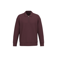 Sweat quart zip col polo écoresponsable bordeaux Native Spirit
