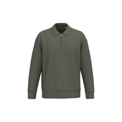 Sweat quart zip col polo écoresponsable Native Spirit Vert Khaki