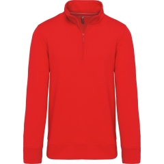 Sweat col 1/4 zip Rouge 300 g/m² Kariban – Workwear