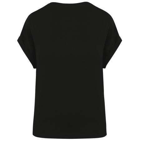 T-shirt écoresponsable manches à revers femme Noir – Native Spirit – vue 2