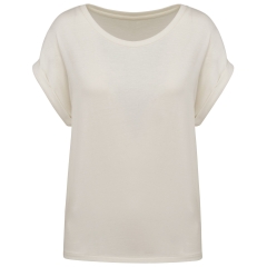 T-shirt écoresponsable manches à revers femme Ivoire Native Spirit
