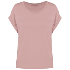 T-shirt écoresponsable manches à revers femme Rose Native Spirit
