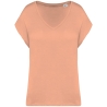 T-shirt loose col V femme Orange Native Spirit écoresponsable