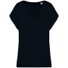 T-shirt loose col V écoresponsable femme Noir – Native Spirit