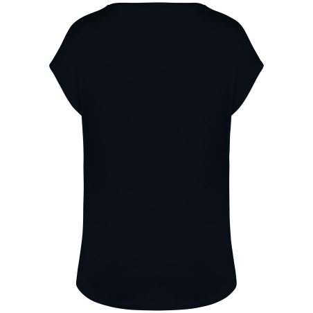 T-shirt loose col V écoresponsable femme Noir – Native Spirit – vue 2