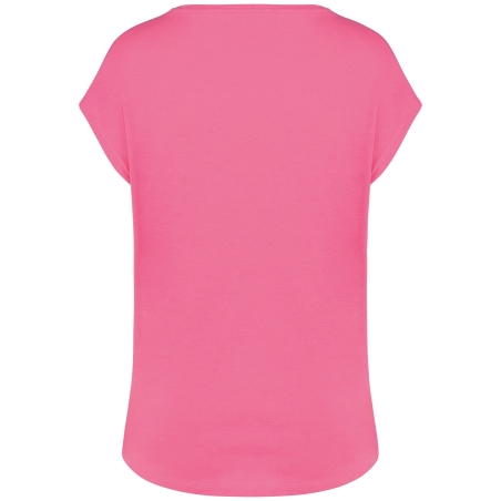 T-shirt loose col V écoresponsable femme Rose – Native Spirit – vue 2